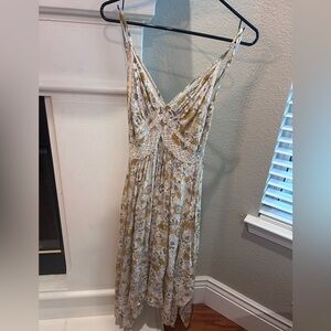 Angie Floral Lace-Trim Maxi Dress in Olive & Cream